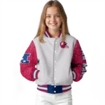 customized south alabama jaguars speckled arms blue gray varsity jacket best selling.webp