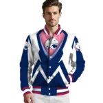 customized south alabama jaguars v stripes blue white varsity jacket best selling.webp