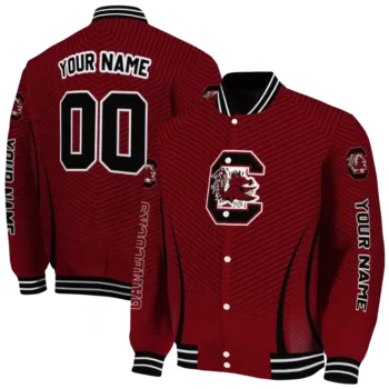 customized south carolina gamecocks chevron arrow garnet varsity jacket fashion forward.webp