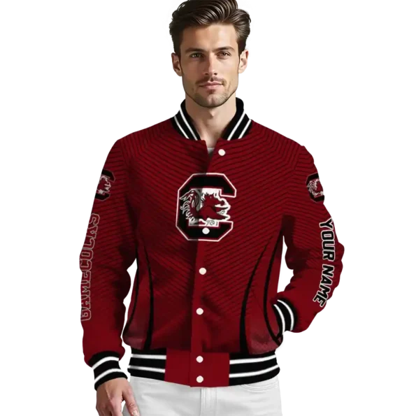 customized south carolina gamecocks chevron arrow garnet varsity jacket high quality.webp