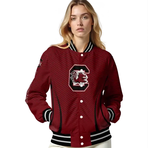 customized south carolina gamecocks chevron arrow garnet varsity jacket latest model.webp