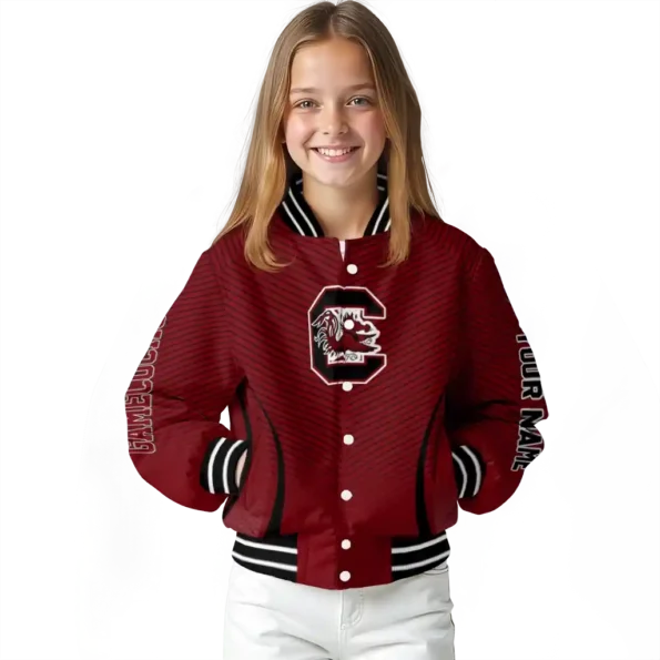customized south carolina gamecocks chevron arrow garnet varsity jacket top rated.webp