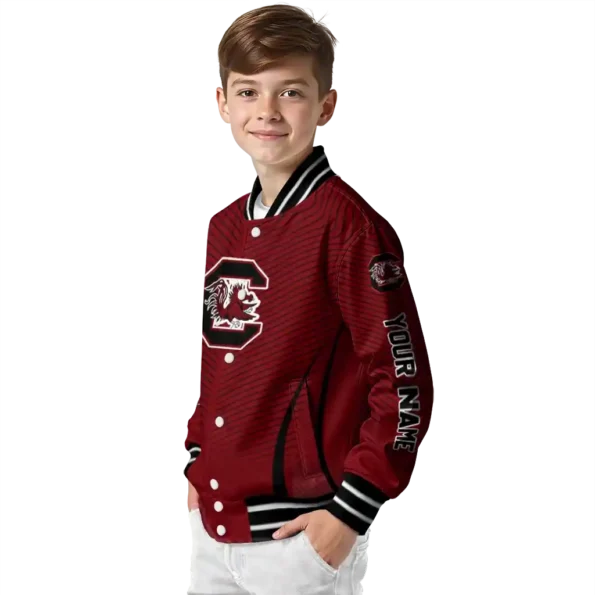 customized south carolina gamecocks chevron arrow garnet varsity jacket trendy.webp