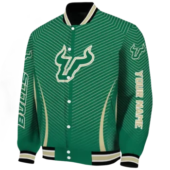 customized south florida bulls chevron arrow green varsity jacket best selling.webp