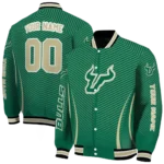 customized south florida bulls chevron arrow green varsity jacket best selling.webp