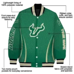 customized south florida bulls chevron arrow green varsity jacket best selling.webp