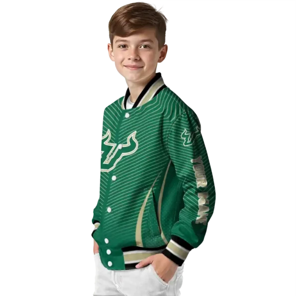 customized south florida bulls chevron arrow green varsity jacket trendy.webp