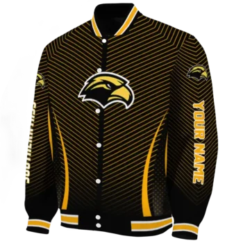 customized southern miss golden eagles chevron arrow black varsity jacket best selling.webp