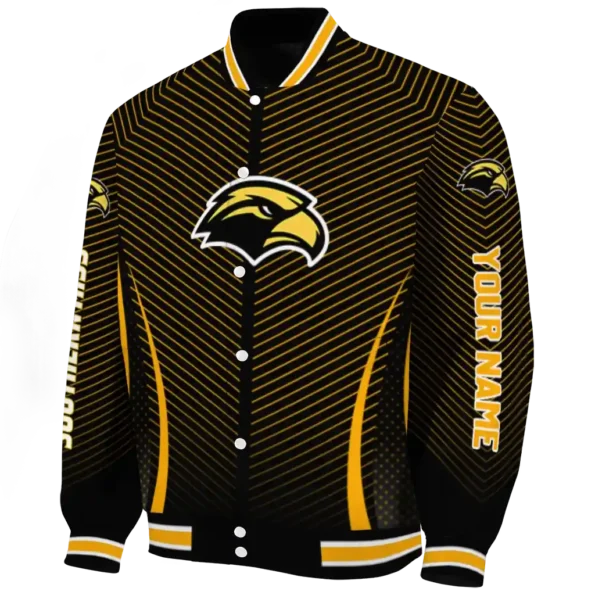 customized southern miss golden eagles chevron arrow black varsity jacket best selling.webp