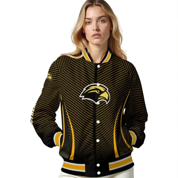 customized southern miss golden eagles chevron arrow black varsity jacket latest model.webp
