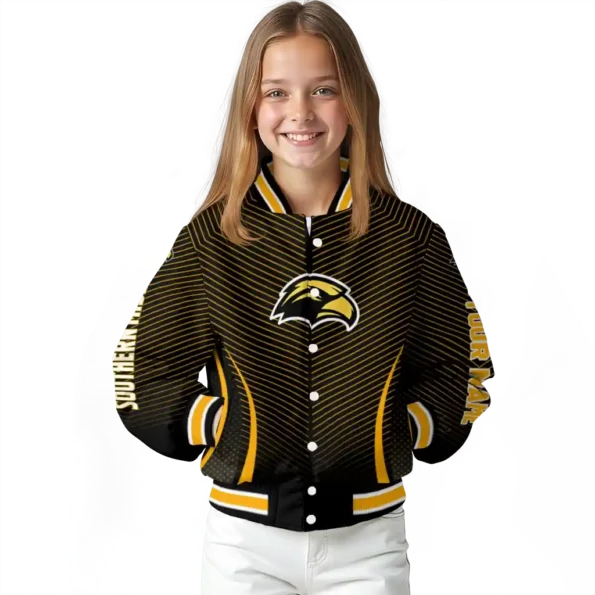 customized southern miss golden eagles chevron arrow black varsity jacket top rated.webp