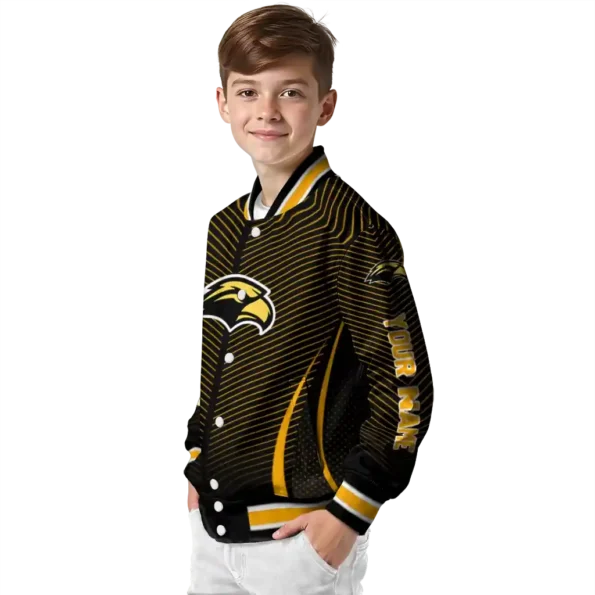 customized southern miss golden eagles chevron arrow black varsity jacket trendy.webp