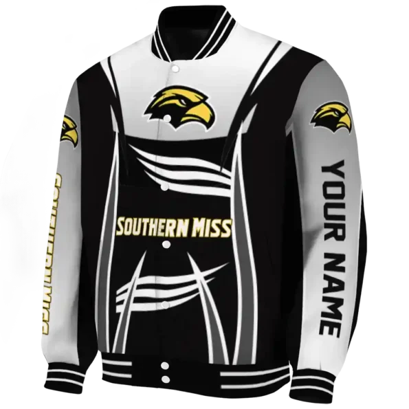 customized southern miss golden eagles mesh effect black varsity jacket best selling.webp