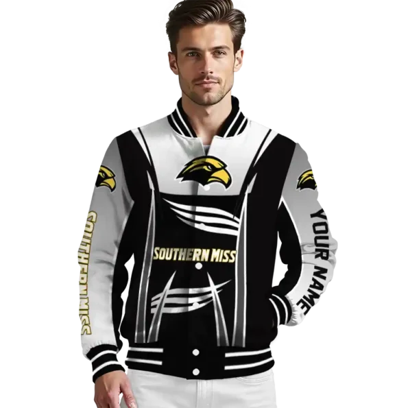 customized southern miss golden eagles mesh effect black varsity jacket high quality.webp
