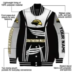 customized southern miss golden eagles mesh effect black varsity jacket best selling.webp