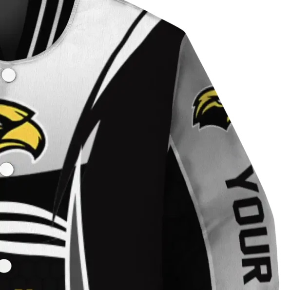 customized southern miss golden eagles mesh effect black varsity jacket premium grade.webp