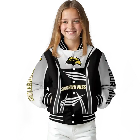 customized southern miss golden eagles mesh effect black varsity jacket top rated.webp