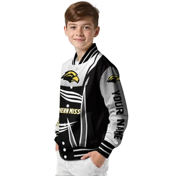 customized southern miss golden eagles mesh effect black varsity jacket trendy.webp