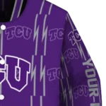 customized tcu horned frogs bolt stripe purple varsity jacket best selling.webp