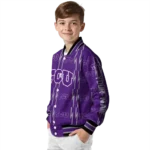customized tcu horned frogs bolt stripe purple varsity jacket best selling.webp