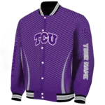 customized tcu horned frogs chevron arrow purple varsity jacket best selling.webp