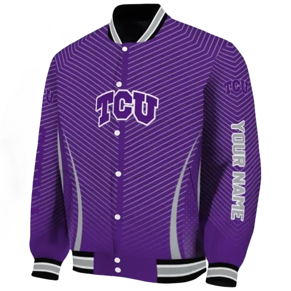 customized tcu horned frogs chevron arrow purple varsity jacket best selling.webp