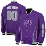 customized tcu horned frogs chevron arrow purple varsity jacket best selling.webp