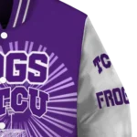 customized tcu horned frogs ferris arena purple white varsity jacket best selling.webp