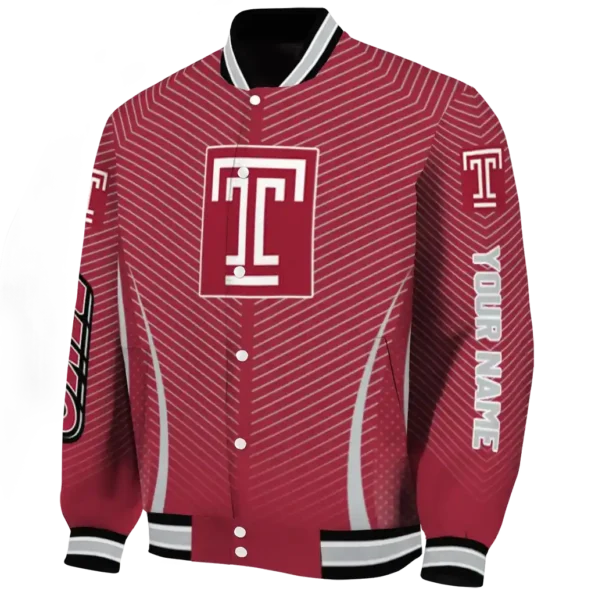 customized temple owls chevron arrow red varsity jacket best selling.webp