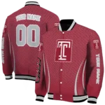customized temple owls chevron arrow red varsity jacket best selling.webp