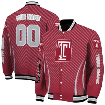 customized temple owls chevron arrow red varsity jacket fashion forward.webp