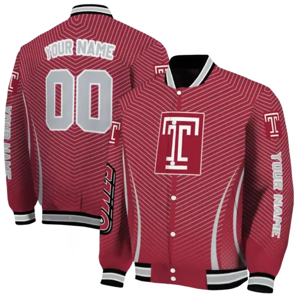 customized temple owls chevron arrow red varsity jacket fashion forward.webp
