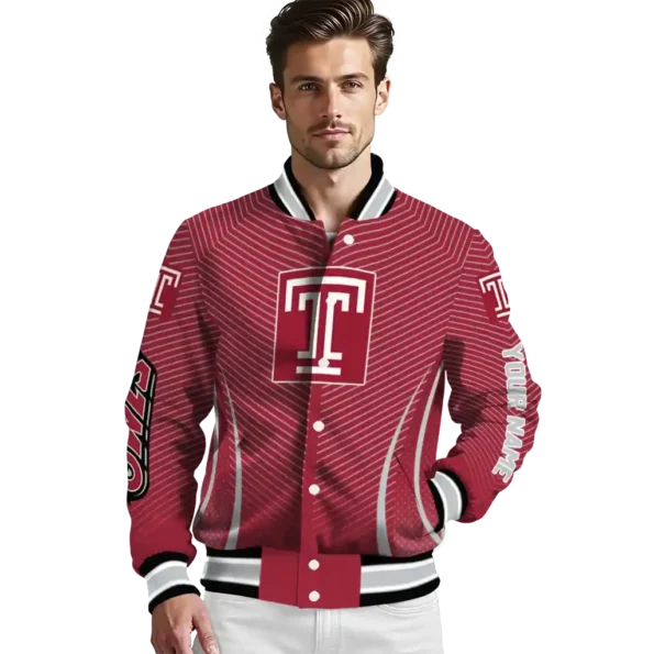 customized temple owls chevron arrow red varsity jacket high quality.webp