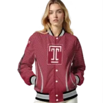 customized temple owls chevron arrow red varsity jacket best selling.webp