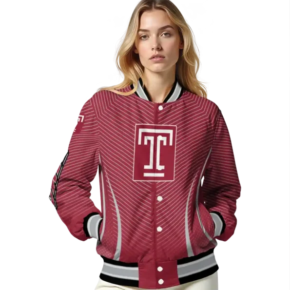 customized temple owls chevron arrow red varsity jacket latest model.webp