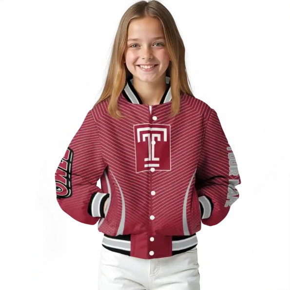 customized temple owls chevron arrow red varsity jacket top rated.webp