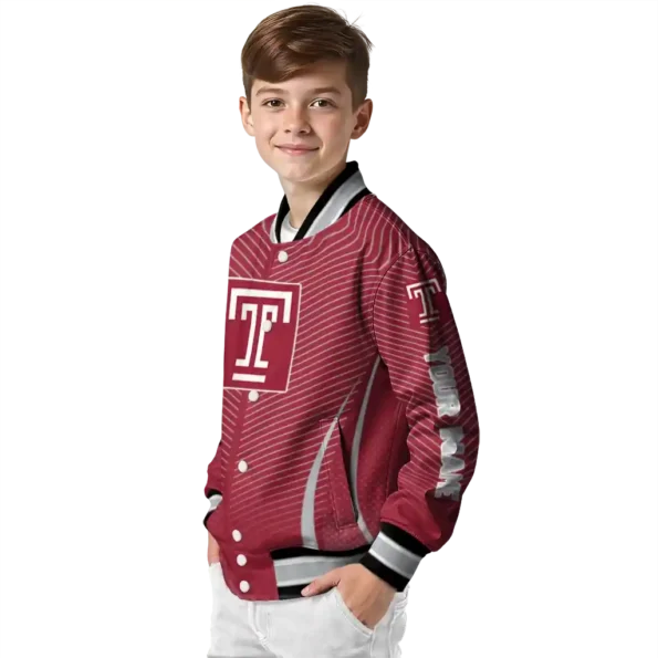 customized temple owls chevron arrow red varsity jacket trendy.webp