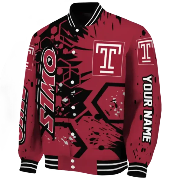 customized temple owls hexagon cluster red black varsity jacket best selling.webp