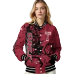 customized temple owls hexagon cluster red black varsity jacket best selling.webp