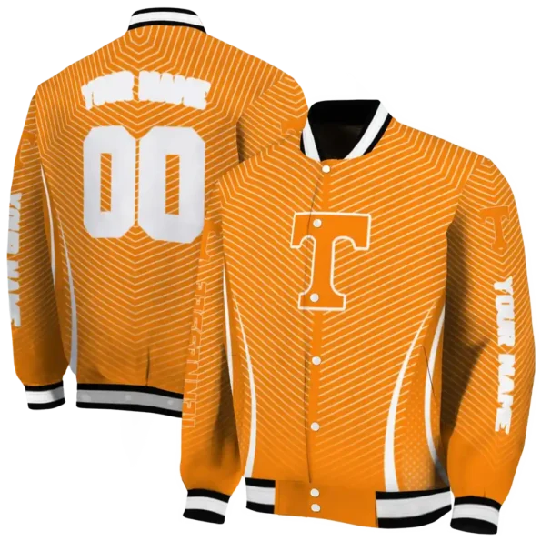 customized tennessee volunteers chevron arrow orange varsity jacket fashion forward.webp