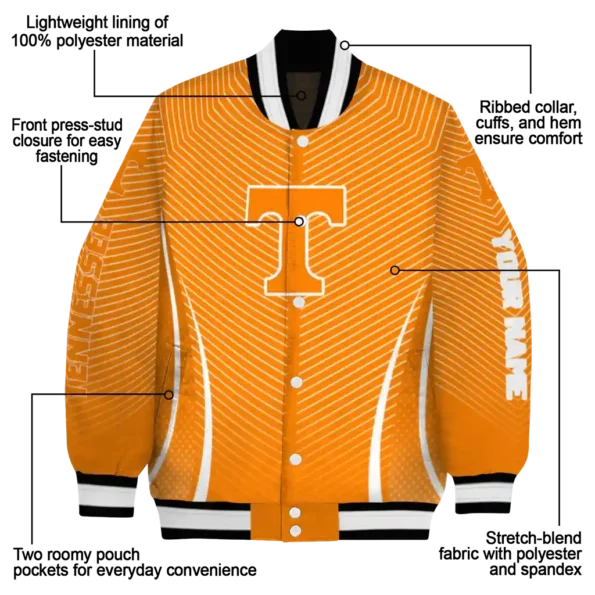 customized tennessee volunteers chevron arrow orange varsity jacket new arrival.webp