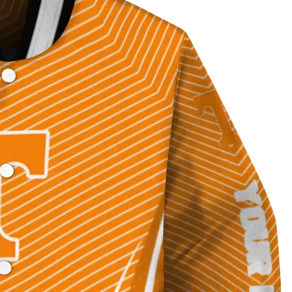 customized tennessee volunteers chevron arrow orange varsity jacket premium grade.webp