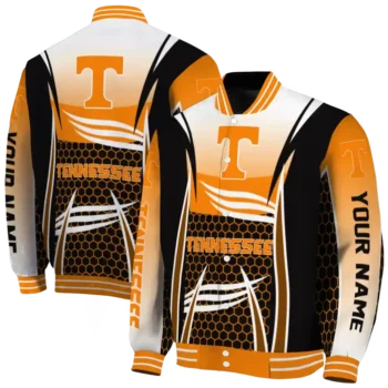 customized tennessee volunteers mesh effect orange black varsity jacket fashion forward.webp