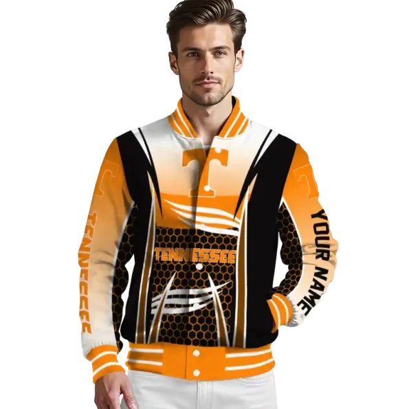 customized tennessee volunteers mesh effect orange black varsity jacket high quality.webp