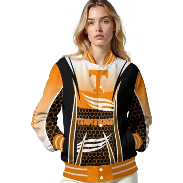 customized tennessee volunteers mesh effect orange black varsity jacket latest model.webp