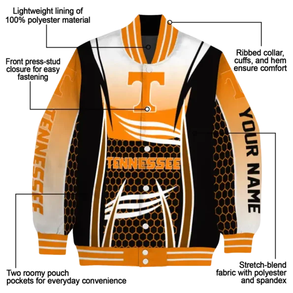 customized tennessee volunteers mesh effect orange black varsity jacket new arrival.webp