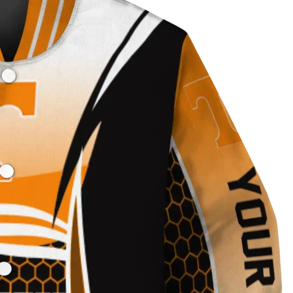 customized tennessee volunteers mesh effect orange black varsity jacket premium grade.webp