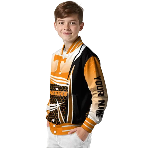 customized tennessee volunteers mesh effect orange black varsity jacket trendy.webp