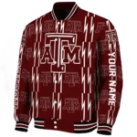 customized texas am aggies bolt stripe maroon varsity jacket best selling.webp