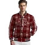customized texas am aggies bolt stripe maroon varsity jacket best selling.webp